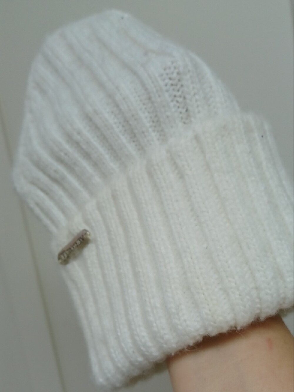 4/$20 White Rib Knit Cuffed Beanie